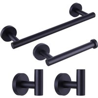Mattschwarzes 4-teiliges Badezimmer-Hardware-Set – inklusive 40 cm Handtuchstange, Toilettenpapierhalter und 2 Bademantelhaken. von TIGREZY