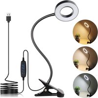Schreibtischlampe zum Anklemmen, Klemmleuchte und 3 Lichtmodi, 10 dimmbare Helligkeit, augenschonendes Buch, einstellbar zum Lesen, Lernen, Arbeiten, von TIGREZY