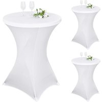 Set mit 3 quadratischen Ecktischdecken aus Spandex-Stretch für Cocktails, 80 x 110 cm, weiß, ausgestatteter Stehtisch, runde Cocktail-Tischdecke für von TIGREZY