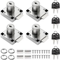 Set mit 4 Büroschubladenschlössern inklusive Schlüsselzubehör, Möbelschloss, Nockenschloss aus Zinklegierung zum Schließen von Schränken (silber) von TIGREZY