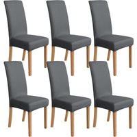 Set mit 6 Stretchbezügen für Esszimmerstühle, 48 x 48 x 70 Zentimeter, dunkelgrau Set mit 6 Stretchbezügen für Esszimmerstühle, 48 x 48 x 70 Zentimeter, dunkelgrau von TIGREZY
