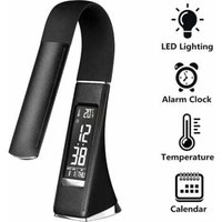 LED-Schreibtischlampe mit dimmbarem Bildschirm, Wecker, Kalender, Temperaturanzeige, Nachttischlampe mit 3 Helligkeitsstufen, Tischlampe mit LED-Schreibtischlampe mit dimmbarem Bildschirm, Wecker, Kalender, Temperaturanzeige, Nachttischlampe mit 3 Helligkeitsstufen, Tischlampe mit von TIGREZY