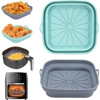 Tigrezy - Silikonform-Luftfritteusen-Zubehör, 2 Stück Korbform für Heißluftfritteuse, wiederverwendbarer Airfryer-Topf, flach, quadratisch, faltbar, von TIGREZY