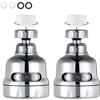 Tigrezy - Wasserhahn-Sprühaufsatz, 360 Grad drehbarer Wasserhahn-Luftsprudler, 3-Modus-verstellbarer Küchenspülen-Wasserhahnkopf, verchromt (2er-Pack) von TIGREZY