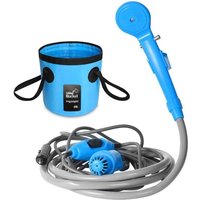 Tragbare Campingdusche von Tigrezy Wanderduschen mit Tauchpumpe, wiederaufladbarem 2200-mAh-Li-Akku, zwei Ersatzduschköpfen und zusammenklappbarem von TIGREZY