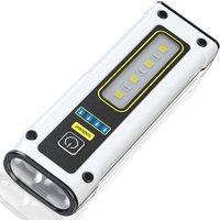 Wiederaufladbare EDC-LED-Taschenlampe, rotes, blaues und COB-Arbeitslicht, multifunktionale tragbare magnetische Taschenlampe, IPX4 wasserdicht (weiß) von TIGREZY