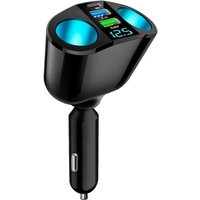 Tigrezy - Zigarettenanzünder-Splitter fürs Auto, Zigarettenanzünder-Adapter mit 2 Steckdosen und LED-Voltmeter, Tigrezy - Zigarettenanzünder-Splitter fürs Auto, Zigarettenanzünder-Adapter mit 2 Steckdosen und LED-Voltmeter, von TIGREZY