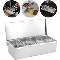 Tigrezy - Zutatenbehälter mit 4 Gittern, Zutatenbehälter aus Edelstahl, Beilagenbehälter, Obstgewürzbehälter, Silber Tigrezy - Zutatenbehälter mit 4 Gittern, Zutatenbehälter aus Edelstahl, Beilagenbehälter, Obstgewürzbehälter, Silber von TIGREZY