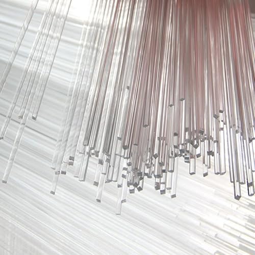 TIHONORI 100 Stück transparente quadratische Acrylstablänge 60 cm DIY Bastelarbeiten quadratische Lichtleiter Acrylstäbe zur Dekoration,3mm*3mm von TIHONORI