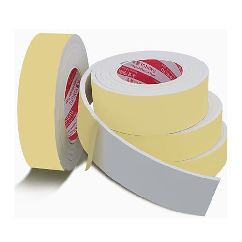 TIHONORI Weiße Schaumstoffstreifen, Selbstklebende Gummistreifen, Dichtungsstreifen, Schwammstreifen, 30-50 Mm Breit, 3 Mm Dick, 10 M Lang,3 * 50mm von TIHONORI