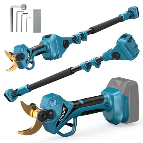 TIHOOK 2-in-1 Akku Astschere, Elektrisch Bürstenlosen Motor Gartenschere mit 8.2 ft Teleskop Stange, LCD, Max Öffnung 60mm Batterie Schere für Makita BL-18V, zum Beschneiden von Bäumen (Kein Akku) TIHOOK 2-in-1 Akku Astschere, Elektrisch Bürstenlosen Motor Gartenschere mit 8.2 ft Teleskop Stange, LCD, Max Öffnung 60mm Batterie Schere für Makita BL-18V, zum Beschneiden von Bäumen (Kein Akku) von TIHOOK