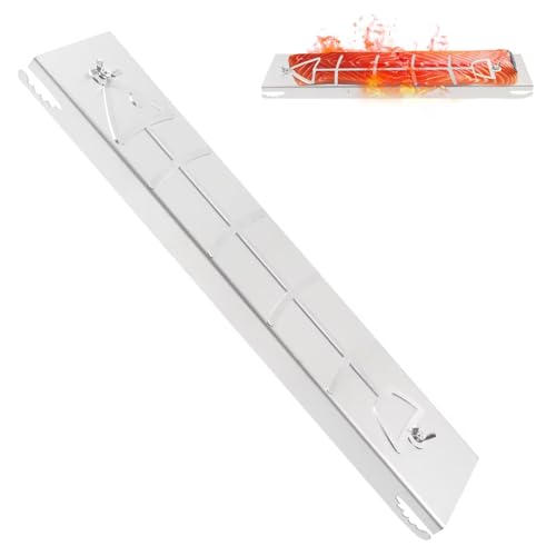 TIHOOK Flammlachsbrett Edelstahl, Lachsbrett aus Edelstahl, Flammbrett mit Verstellbarer Neigung, für Feuerschalen & Kugelgrills, 52cm x 11,7cm x 3cm von TIHOOK