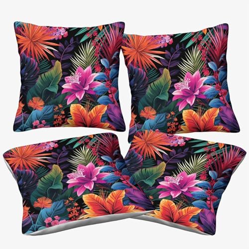 TIICZAAKL Tropische Blumen Povlaky NA Polštáře Hebký Dekorační Quadrat Anlage Kissenbezüge 4dílná Sada,se Zipem, Für Sofa Schlafzimmer Balkon GKunstenbett Outdoor 40x40cm von TIICZAAKL