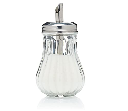 TIJAR Zuckerspender aus Glas, Retro-Stil, Dekanter, Café, Bistro, Restaurant, Streudose (Glasspender) von TIJAR