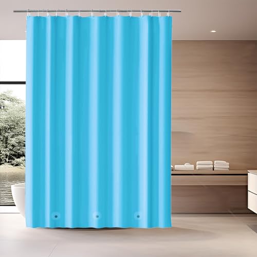 TIKABC Blauer Duschvorhang, 4G PEVA-Duschvorhang, Kunststoff, PEVA, wasserdicht, 183 x 183 cm, mit Ösen, 3 magnetischen Gewichten TIKABC Blauer Duschvorhang, 4G PEVA-Duschvorhang, Kunststoff, PEVA, wasserdicht, 183 x 183 cm, mit Ösen, 3 magnetischen Gewichten von TIKABC