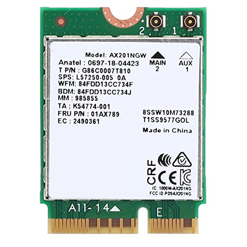 M.2-WLAN-Karte, Netzwerkkarte für Interne Computer-Netzwerkkarten AX201NGW WiFi 6 Gigabit 2400M M.2.CNVio2-Schnittstelle für 5.0 M.2-WLAN-Karte, Netzwerkkarte für Interne Computer-Netzwerkkarten AX201NGW WiFi 6 Gigabit 2400M M.2.CNVio2-Schnittstelle für 5.0 von TIKATARER