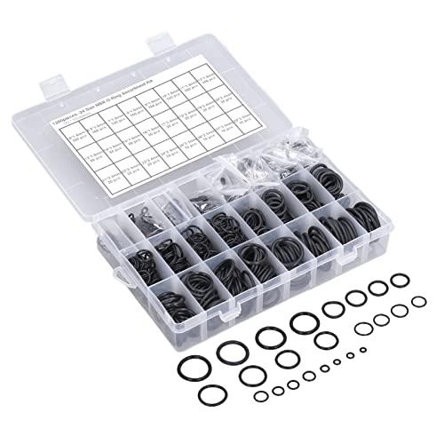 O Ring -Sortiment -Kit, 1200pcs Gummi -Ringe Nitril -Gummi -Dichtungsdichtung Mehrere Größen O -geformte Ringe Sortiment Kit Schwarz von TIKATARER