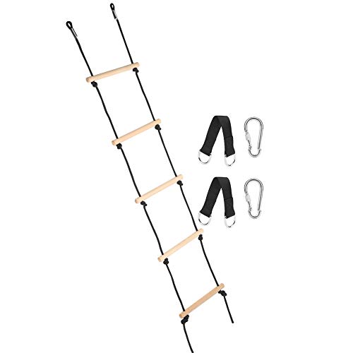 Strickleiter für, Strickleiter 100 Kg Tragendes Holz + Polyester, 5 Stufen, Outdoor, Bewaldet, Zum Spielen, Klettern, Strickleiter für Drinnen und Draußen von TIKATARER