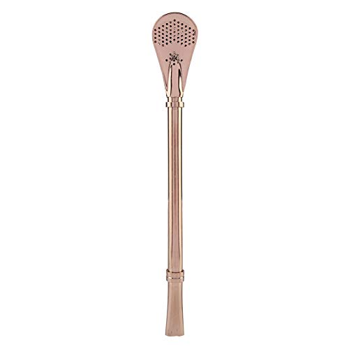 TIKATARER 304 Edelstahl 2-in-1-Stroh und Löffel, Wiederverwendbares Metall-Trinkstroh mit Rührschaufeln, für Cocktails Smoothies Iced Coffee Schwarz/Gold/Roségold Optionen, Geschirrspüler (Roségold) von TIKATARER