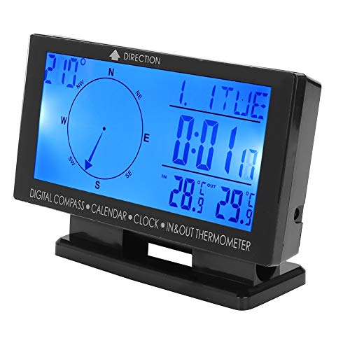 TIKATARER Auto -Thermometer, CD60 -Feuchtigkeitsmesser mit Zeitnavigationsfunktionsthermometer für das Auto von TIKATARER