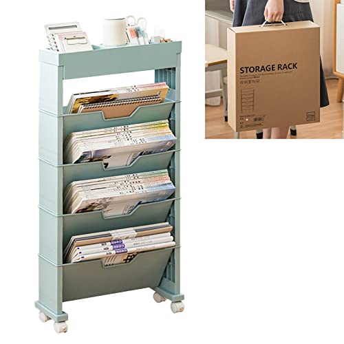TIKATARER Buchwagen, Mehrschichtige Buchhandlung Buch Storage Regal Regale Buchwagen mit Rädern mit Universellem Rad Design Book Organizer für Wohnzimmer (#1) (#2) von TIKATARER