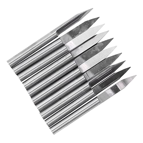 TIKATARER CNC-Bits, 10 Stück Gravur Bits Wolfram Stahl Hohe Härte Verschleiß Festigkeit CNC-Router V-Bits für Kunststoff Holz Fiberglas (0,1 mm) von TIKATARER
