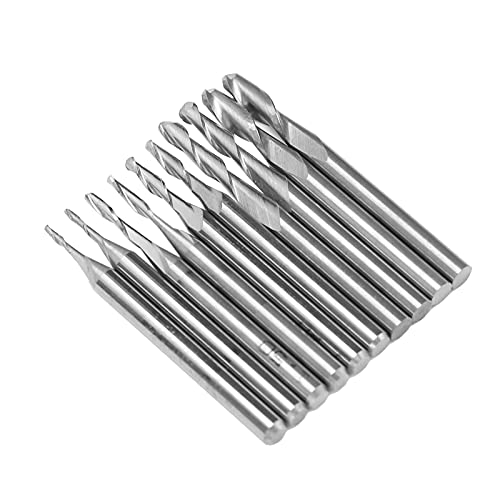 TIKATARER CNC -Bits, Endmühle Set mit 5 Arten Blattspezifikationen 10pcs Gravurschnitzwerkzeug Endmühlen Spiralmahlen Cutter von TIKATARER
