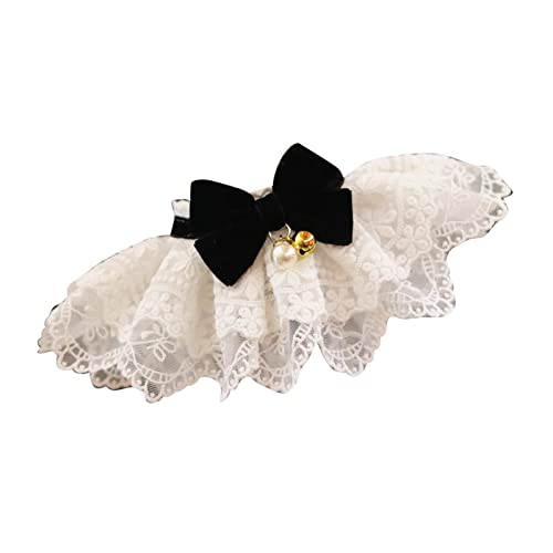 TIKATARER Elegantes Spitzen -Pet -Labbe mit Bug und Perlendekor, Verstellbare Weiche Polyester -Labberschal für Hunde und Katzen für Partys, Fotos und Tägliche Verwendung (S) von TIKATARER