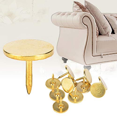 TIKATARER Goldene Daumen Tacks, Gold Push Pins Runde Antike Möbel Dekorativ 100 Stück Flacher Kopf Polsternagel Gold Polster Tacks Zeichnung Pin (Durchmesser 9 mm * Gesamtlänge 8 mm) von TIKATARER