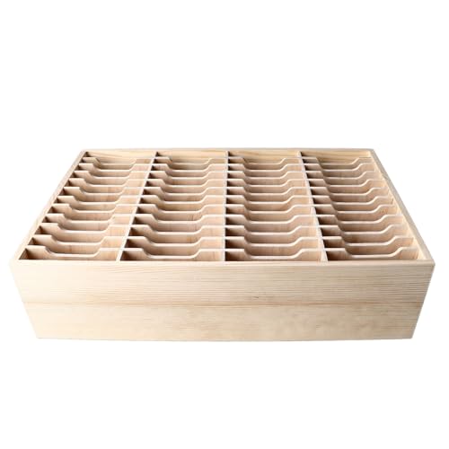 TIKATARER Holzhandelehalter, 48-Grid-Handy-Speicherbox mit Halter für Stifte und Schere für Büro und Klassenzimmer 40,5 X 28 X 11,5 cm von TIKATARER