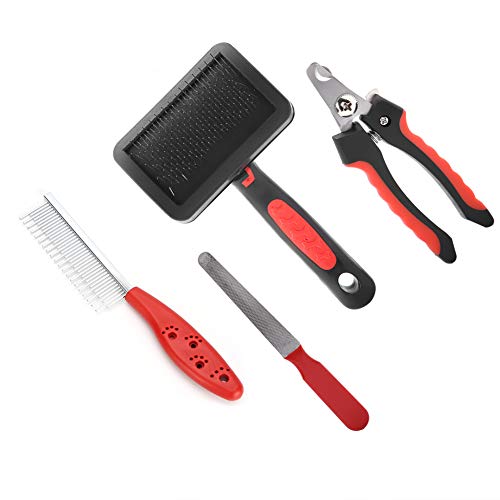 TIKATARER Hundenagelschneider, Nagelfeile Kamm Haustier Schönheit Set Welpe Nagel Clippers Professionelle Pflegewerkzeughundnagel -Nagel -Trimmer Kleine Hund Clippers für Große Bis Mittlere Hunde, von TIKATARER