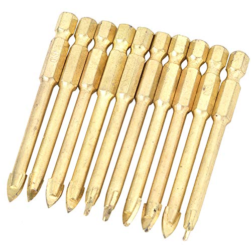 TIKATARER Keramikbohrer Bit für Töpfe, Carbid Hex Shank Keramikfliesenbohrer Bits Porzellanfliesen Bohrer Speer -Kopfbohrer für (10 Packs, sechseckige Einzeile 8mm) von TIKATARER
