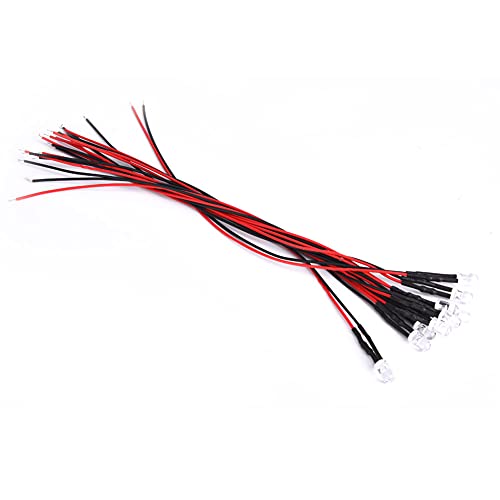 TIKATARER LED -Indikatorlampe, 12 V 5 Mm, 20 Cm Draht, Kupfer -LED -LED -LED -Lichtkit mit Runden Kopfperlen, Indikator -LEDs für DIY- und Elektronikprojekte (10 Stück/Paket) von TIKATARER
