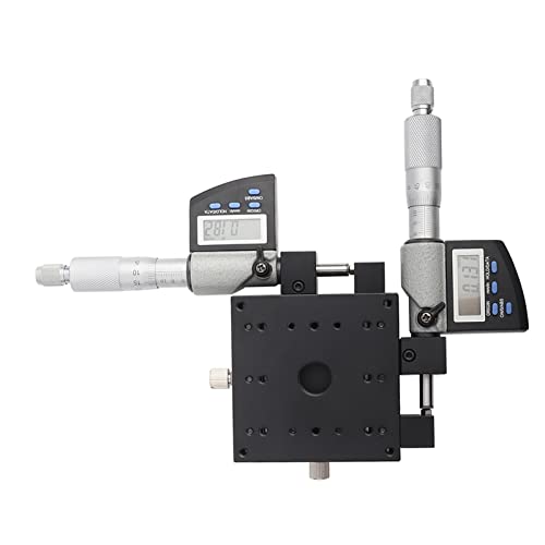 TIKATARER Micrometerplattform Semxy80-AS, 80x80 Mm, Aluminiumlegiermikrometerplattform Lineare Translationsphase mit Micrometer-Differentialkopf, Präzisionsplattform für Optische Labor von TIKATARER