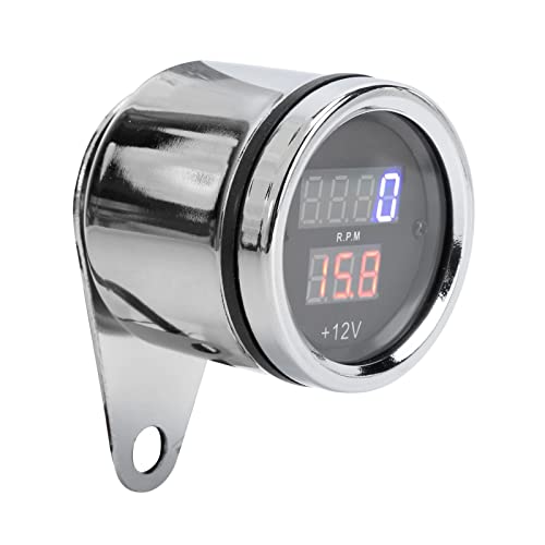 TIKATARER Motorrad -Drehzahlmesser, Motorrad 3 in 1 Drehzahlmesser Tachometer Odograph Mini Tachometer LCD -Anzeige Eisen 12 V Universal von TIKATARER