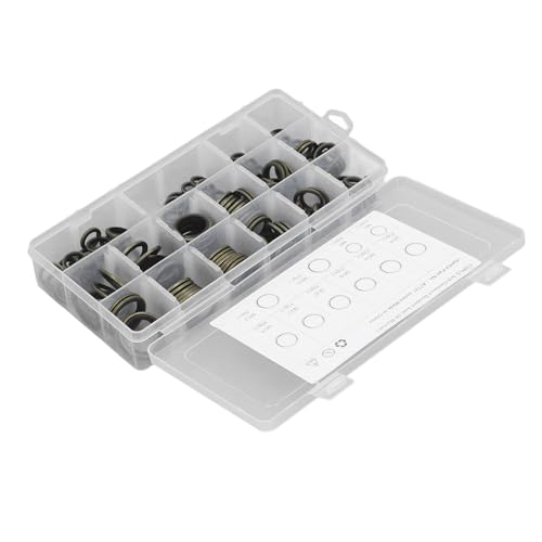 TIKATARER Ölablassschraube Dichtung, 170pcs Set Waschmaschinen Dichtungsdichtung Ringdichtung Dichtungsabdichtung 10 Größen Gummi und Metall mit Lagerbox von TIKATARER