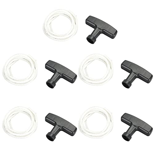 TIKATARER Rasenmäher Ziehen Kabel Ersatz, 5pcs Starter Seil 125 cm Rasenmäher -Ziehkabel Ersatzkabel mit Grip Polyester Seil für Benzin Rasenmäher und Generatoren von TIKATARER