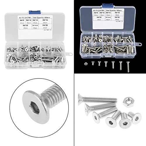 TIKATARER Sechskantschrauben, 180pcs M4 304 Edelstahlmutter und Bolzen -Flachkopfschraubenschrauben Muttern Sortiment Kit mit Schachtel TIKATARER Sechskantschrauben, 180pcs M4 304 Edelstahlmutter und Bolzen -Flachkopfschraubenschrauben Muttern Sortiment Kit mit Schachtel von TIKATARER