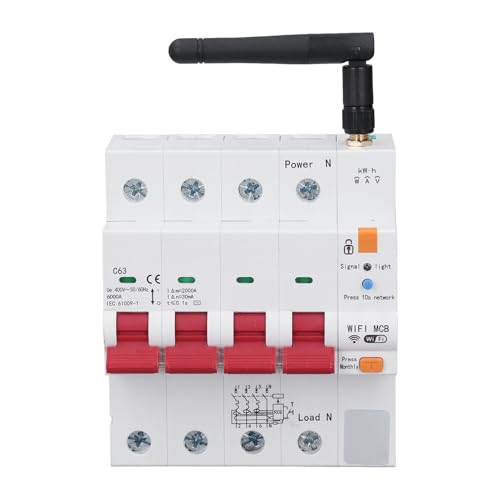 TIKATARER Smart Circuit Breaker, 4p 63A App Fernbedienungssteuerung WiFi Circuit Breaker Fernbedienungsschalter mit Timer -Schaltschalter mit Timer für Smart Messcireer (AC400V) von TIKATARER
