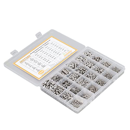 TIKATARER Sockelschraube, 1220pcs Maschinenschraube Sortiment Kit 304 Edelstahl Sechskantbuchse Schraube Nuss Waschmaschine Starker Verschleiß Widerstand M2 M3 M4 M5 Befestigungselemente von TIKATARER