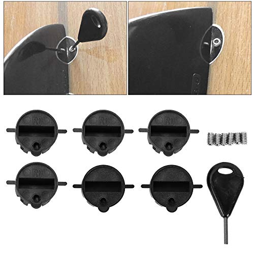 TIKATARER Surf -Fin -Adapter Kit, Kunststoff Surfboard Flossen mit 6pcs Surfboard Fin Taste für (Black) von TIKATARER