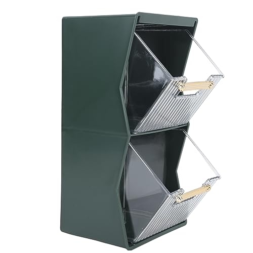 TIKATARER Teebeutel Aufbewahrungsbox, 25,5x15.5x13,5 Cm PP+PS+PET -Organizer mit Geteilten Fächern, für Kaffeeschoten Teebeutel Gesichtsmasken Home Office Arbeitsplatte (GREEN) von TIKATARER