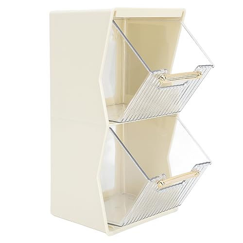 TIKATARER Teebeutel Aufbewahrungsbox, 25,5x15.5x13,5 Cm PP+PS+PET -Organizer mit Geteilten Fächern, für Kaffeeschoten Teebeutel Gesichtsmasken Home Office Arbeitsplatte (WHITE) von TIKATARER