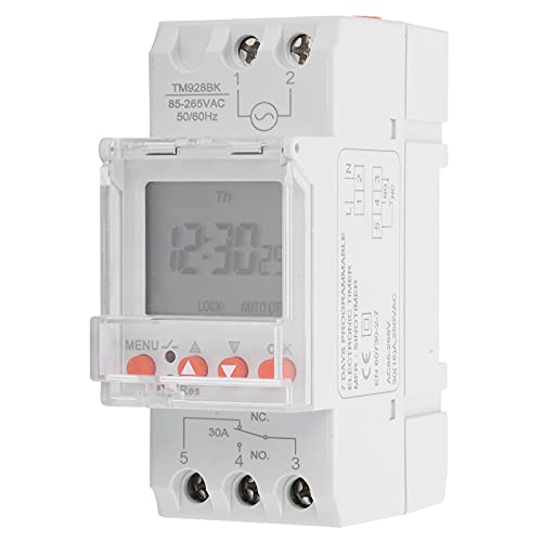 TIKATARER Timer-Switch, TM928BK, 85-265V 30A, ABS-Timer-Relais Programmierbarer Timerschalter mit Eingebauter Batterie, DIN-Schienenhalterung für Beleuchtung und Ausrüstung TIKATARER Timer-Switch, TM928BK, 85-265V 30A, ABS-Timer-Relais Programmierbarer Timerschalter mit Eingebauter Batterie, DIN-Schienenhalterung für Beleuchtung und Ausrüstung von TIKATARER