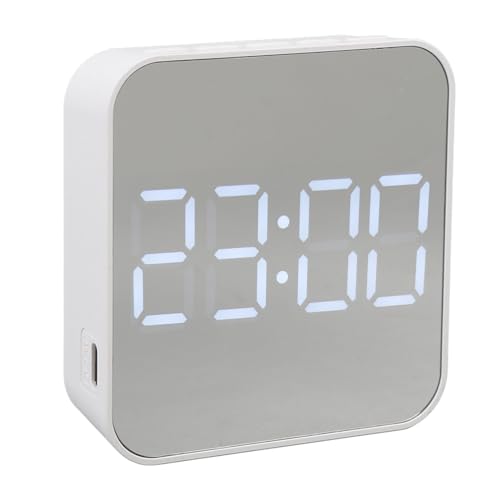 TIKATARER Wecker, LED Digitale Uhr 2 Alarmeinstellungen Digital Weckeruhr für Schlafzimmer Multifunktional Kleiner Elektronischer Wecker mit Temperaturdatum für Schlafzimmerbüro (White) von TIKATARER