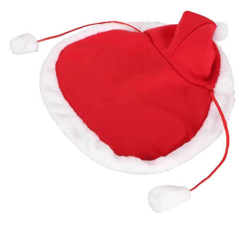 TIKATARER Weihnachtsponcho, Rote Weihnachtshund Kostüm Hund Santa Kostüm Haustier Umhang Haar Ball Flanelliette Plüsch Feiertag Katze Outfit Weihnachten Cape für Katzen und Kleine Hunde (S) von TIKATARER