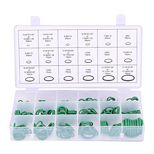 Wechselstromkompressordichtung, 270pcs Sortierter Auto -AC -Kompressor O Ring AC Dichtungswaschanlagen Klimaanlage Kompressor O Ringdichtung Dichtung Set Gumm (GREEN) von TIKATARER