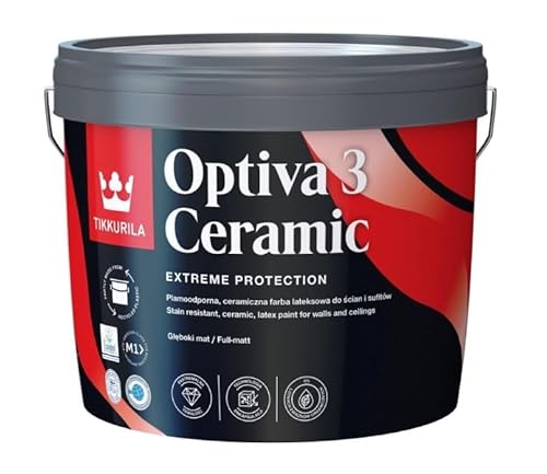 TIKKURILA Deckenfarbe Wandfarbe Küchenfarbe Hausfarbe Optiva Ceramic Super Matt [3] Farben zur Auswahl Weiß Creme Beige Blau 2,7 L von TIKKURILA