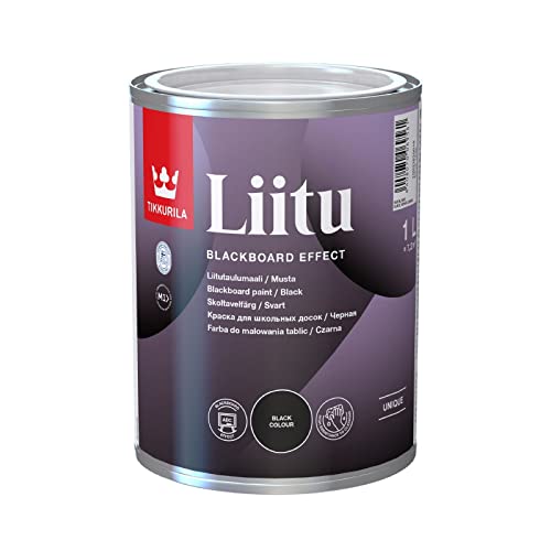 TIKKURILA Liitu – Tafelfarbe für Wände und Möbel – Schwarz – auf Wasserbasis – 1 Liter von TIKKURILA