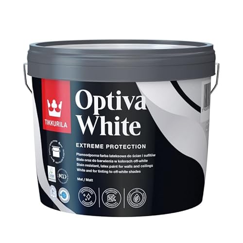 TIKKURILA Wandfarbe Deckenfarbe Wandfarbe Weiß Küchenfarbe Schlafzimmerfarbe Optiva White 2,7L - weiß von TIKKURILA